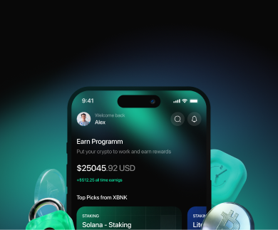 XBNK-app-dashboard op een telefoon